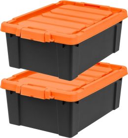 2-pack 11-gallon heavy-duty plastic storage bins with durable lids and safety latches