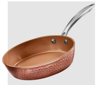 Hammered 10 inch, Non-Stick Frying Pan with Lid, Ceramic Cookware, Skillet, Premium, PFOA Free, Dishwasher Safe, Copper