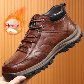 Casual Leather Shoes Simple Travel Outdoor Men's Shoes (Option: Cotton Brown-41)