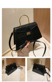 Autumn And Winter New Trendy Fashion Wild One-shoulder Portable Messenger Small Square Bag (Color: Black)