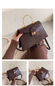 Autumn And Winter New Trendy Fashion Wild One-shoulder Portable Messenger Small Square Bag (Color: brown)