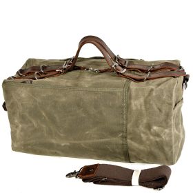 Distressed Thick Oil Wax Canvas Shoulder Handbag (Option: Green-50X25X25cm)