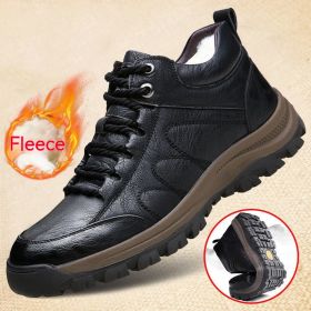 Casual Leather Shoes Simple Travel Outdoor Men's Shoes (Option: Cotton Black-44)