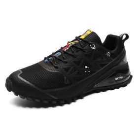 Men's Outdoor Off-road Running Shoes Air Cushion Mountaineering (Option: 8 Black-40)