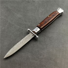 Camping Outdoor Damascus Folding Knife (Color: brown)