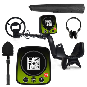 LCD Display Waterproof Disc Metal Detector With Headphone And Small Tools (Color: Green)