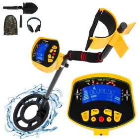 LCD Display Waterproof Disc Metal Detector With Headphone And Small Tools (Color: Yellow)