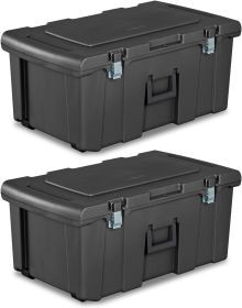 Heavy Duty 16 Gallon Portable Large Plastic Footlocker Storage Container with Handles and Wheels for Dorms and Apartments, (2Pack) (Color: Flat Gray)