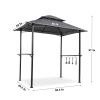 Outdoor Grill Gazebo 8 x 5 Ft;  Shelter Tent;  Double Tier Soft Top Canopy and Steel Frame with hook and Bar Counters