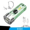 1pc Mini Portable LED Flashlight With Keychain; USB Charging Warning Light For Outdoor Camping Emergency