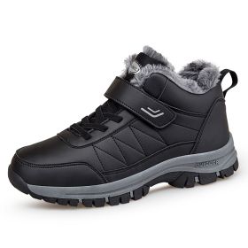 Men's High-top Travel Fleece-lined Warm Hiking Shoes (Option: YS9706 Black-40)