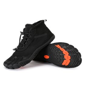 Winter Outdoors Sports Cycling Fleece-lined Thickened Non-slip Waterproof Hiking Shoes (Option: BLACK-36)